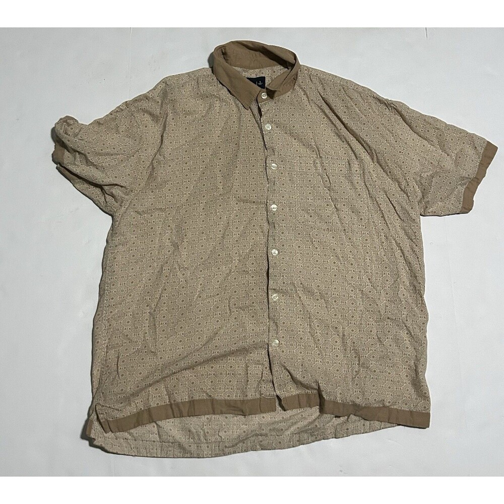 Abercrombie Fitch Mens Geometric Floral Motif Beige Oversized Shirt L Large